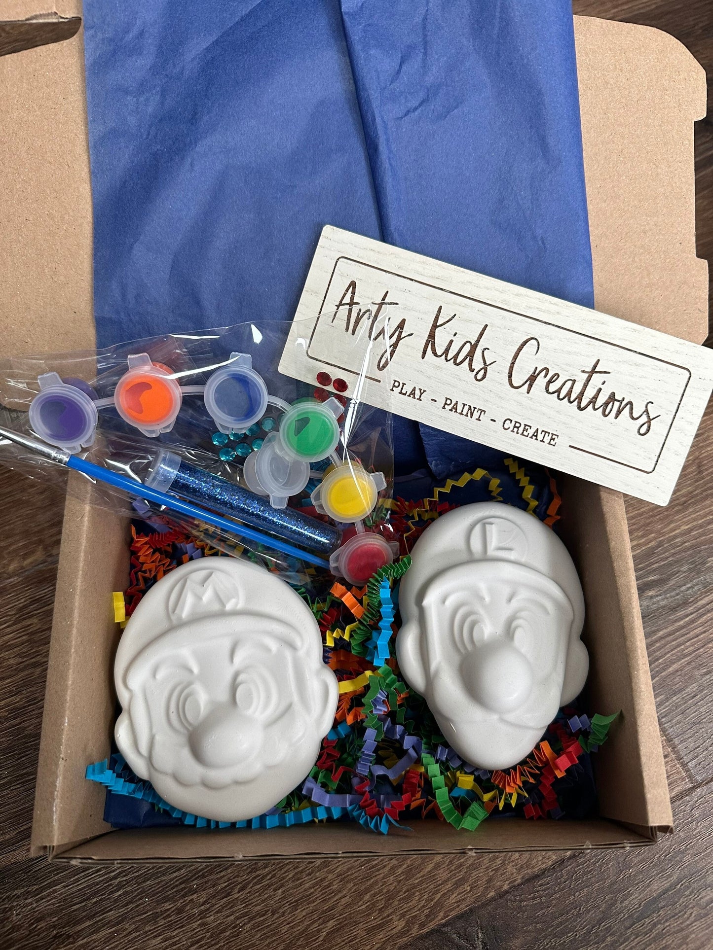 Sonic and Mario Painting Gift Set ~ Paint Your Own~ Party Pack ~ Kids Craft Set ~ Paint your Own~ Luigi~ Knuckles~ Princess Peach~ Tails