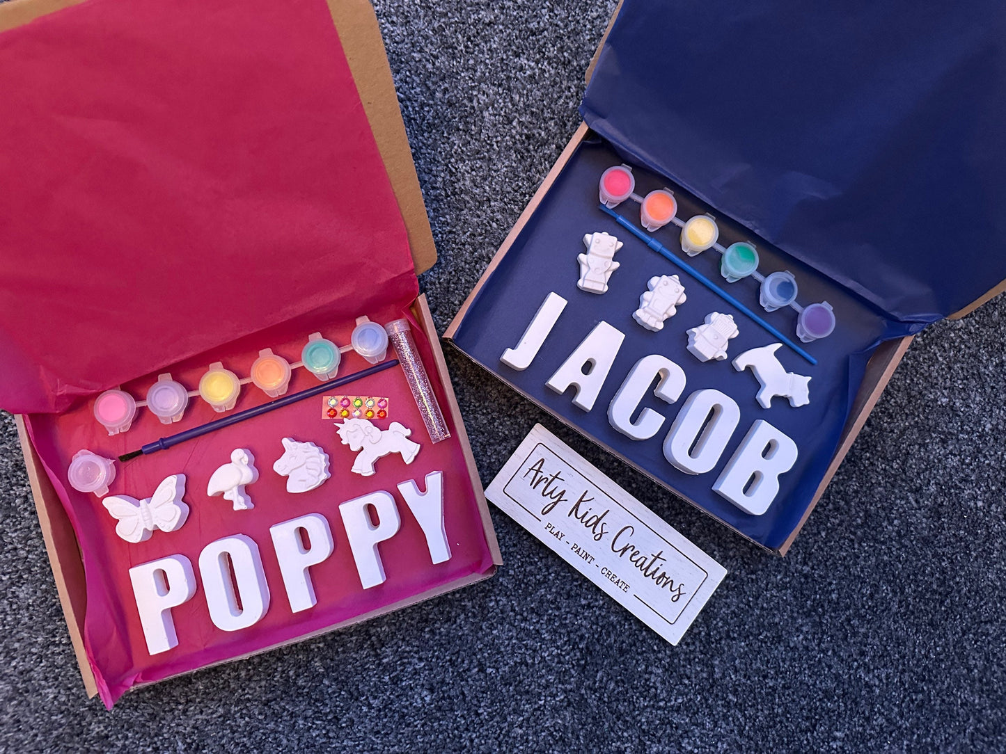 Personalised Paint Your Own Name, craft set, Shapes Dinosaur Unicorn, rainbow, heart , Kids Crafts, Birthday, Stocking Filler, painting kit