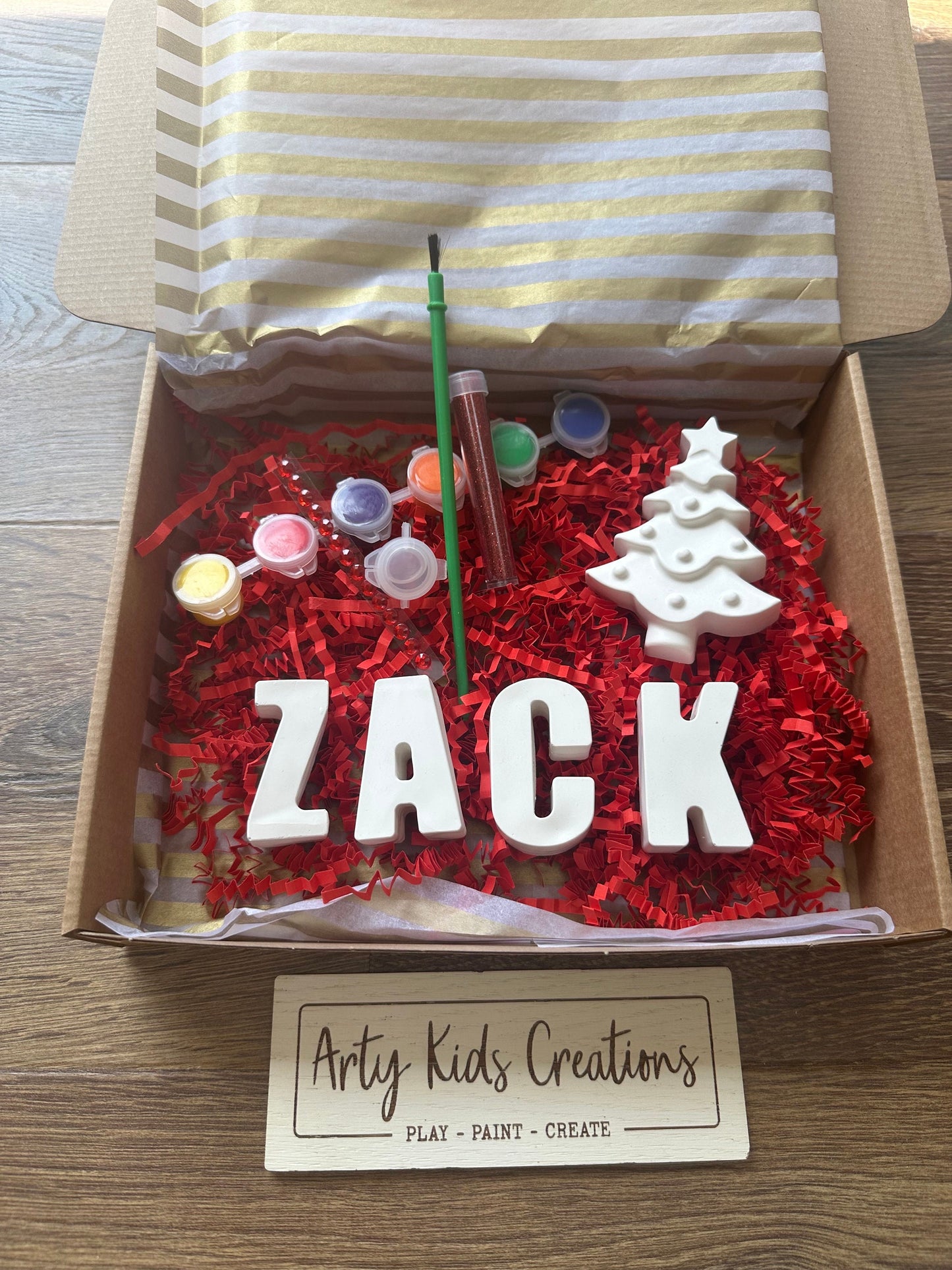 Paint Your Own Name Kit Chritmas Edition ~Personalised ~ Kids Craft Set ~ Handmade ~ Christmas Eve Box ~ Stocking Filler~ Xmas Crafts