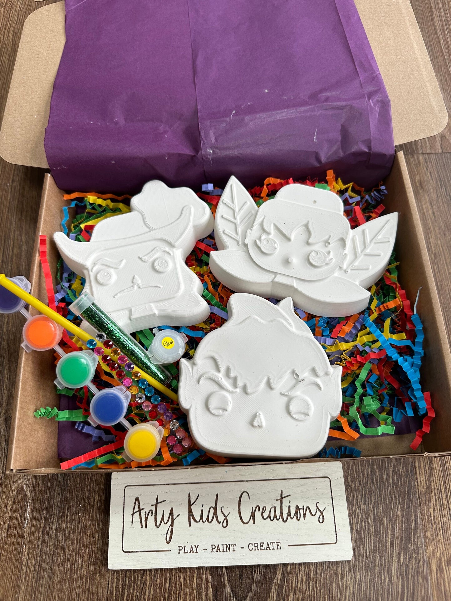 Paint Your Own Peter Pan, Tinkerbell and Hook Inspired Gift Set ~ Gift ~ Stocking Filler ~ Rainy Day Activity ~Hobby~ Craft Kit~ Neverland~