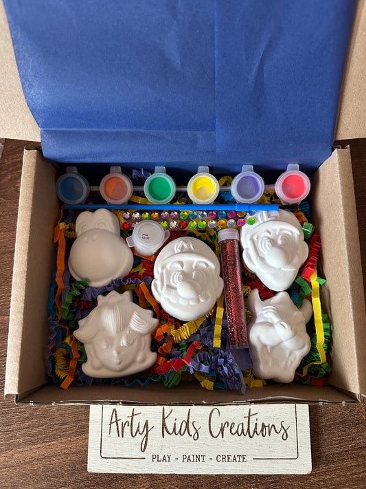 Paint Your Own Red Gamer Man and Friends  Gift Set - peach~ Dino ~ Stocking Filler~ Party ~ Favours