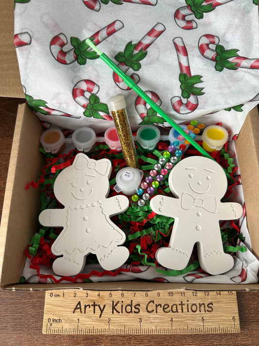 Paint Your Own Gingerbread Couple Craft Set ~ Present ~ Christmas Tree  ~ Stocking Filler ~ Xmas Eve Box