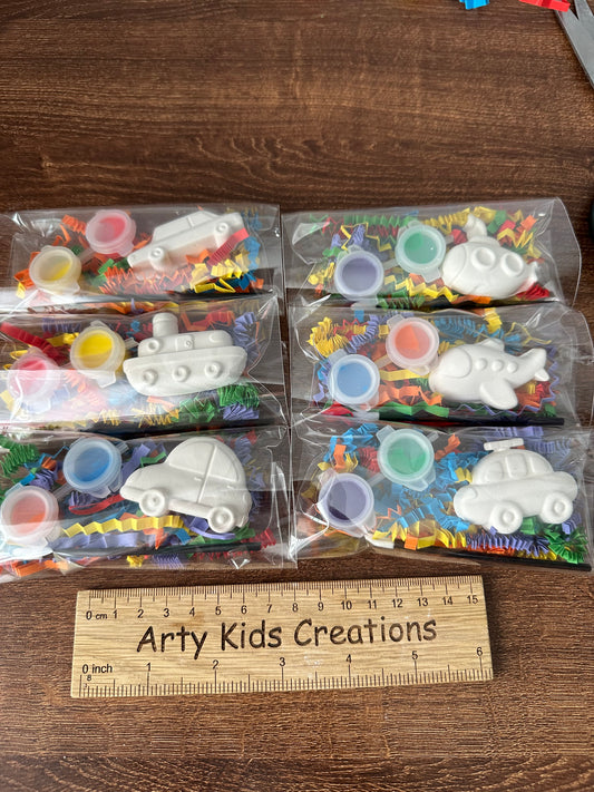 Paint Your Own Mini Transport Themed Party Favour