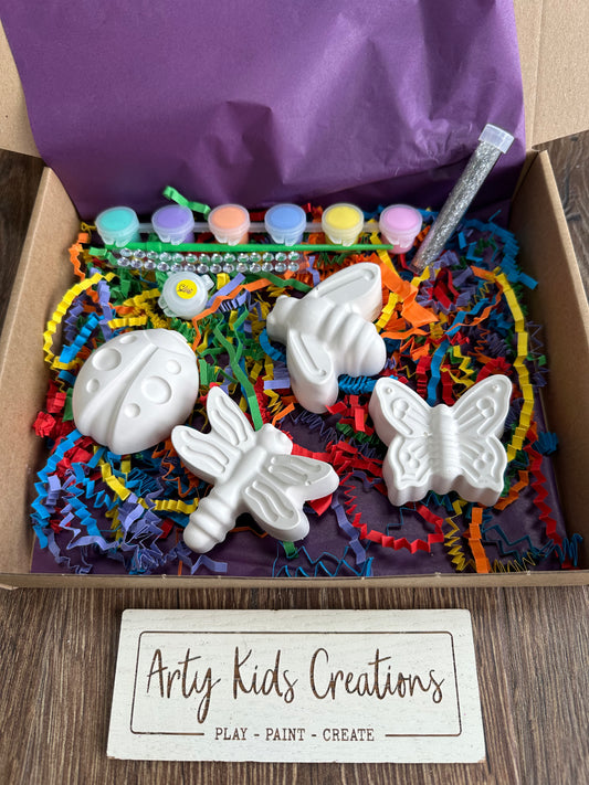 Paint your own bug insect crafts. Rainy day activity, gift, stocking filler