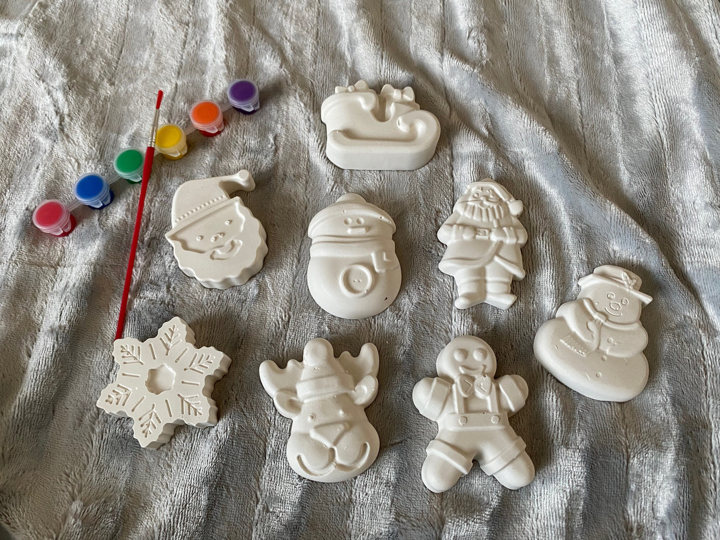 Paint Your Own Christmas Craft Set ~  Santa~ Reindeer ~ Sleigh~ Snowflake~  Snowman~ GingerBread Man~  Xmas Eve box ~ Stocking Filler