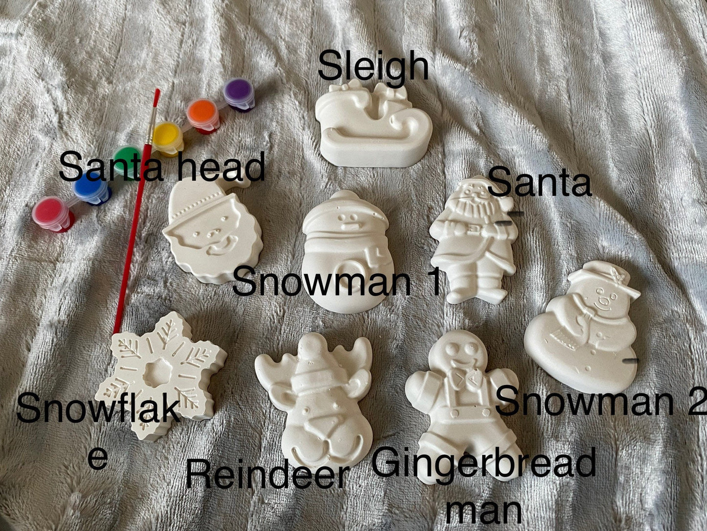 Paint Your Own Christmas Craft Set ~  Santa~ Reindeer ~ Sleigh~ Snowflake~  Snowman~ GingerBread Man~  Xmas Eve box ~ Stocking Filler