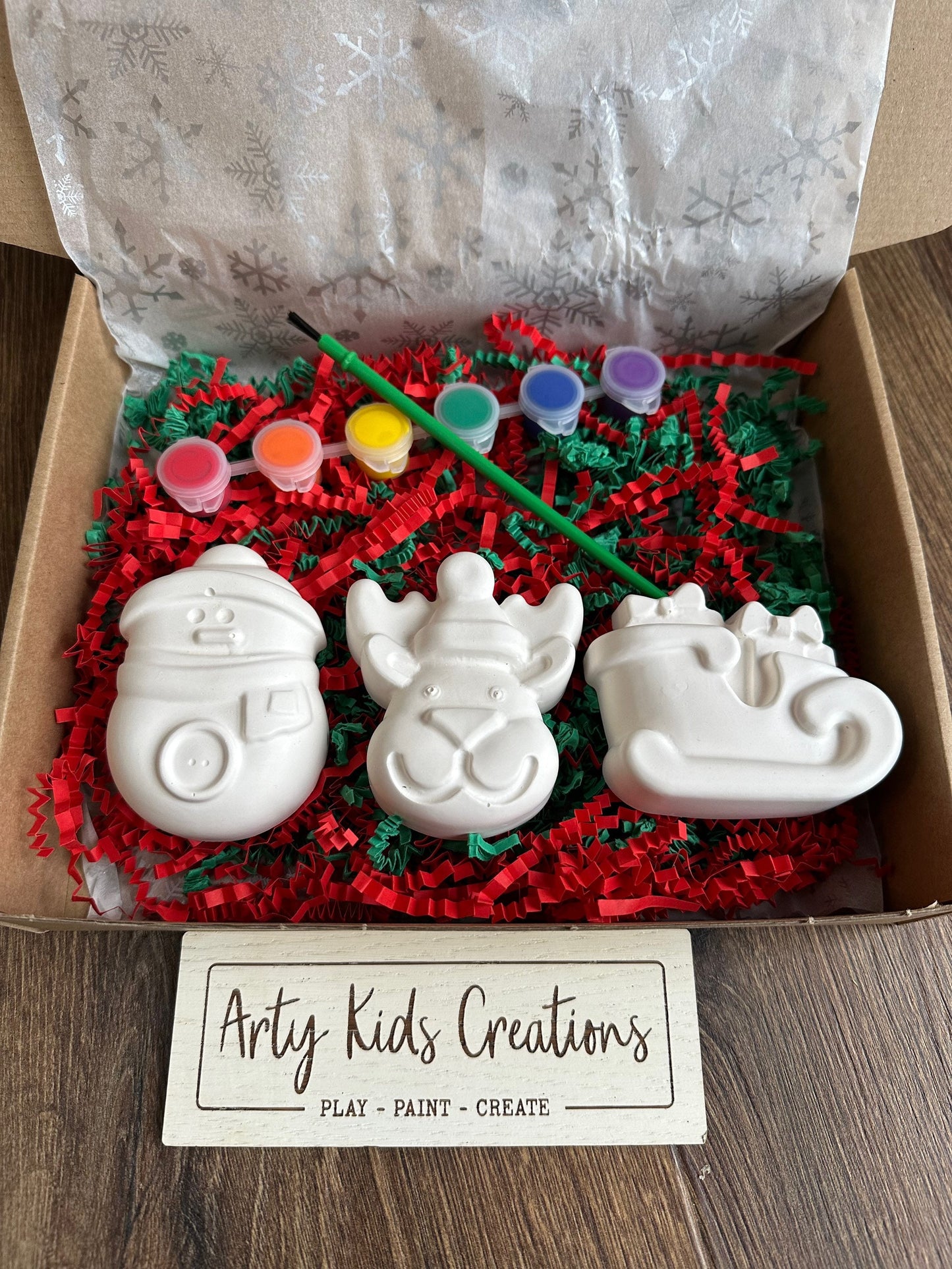 Paint Your Own Christmas Craft Set ~  Santa~ Reindeer ~ Sleigh~ Snowflake~  Snowman~ GingerBread Man~  Xmas Eve box ~ Stocking Filler