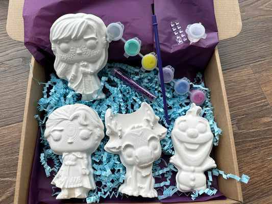 Paint Your Own Ice Princess   ~ Paint Your Own~ Party Pack ~ Kids Craft Set  ~ Paint your Own~ 4 Designs~ Snowman~ Queen~ Reindeer ~ Stag