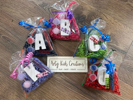Paint Your Own Initial Birthday Party Favours For Kids ~ kids Birthday~ Party Bags~ Party Bag Fillers~ Paint set~ Kids Crafts