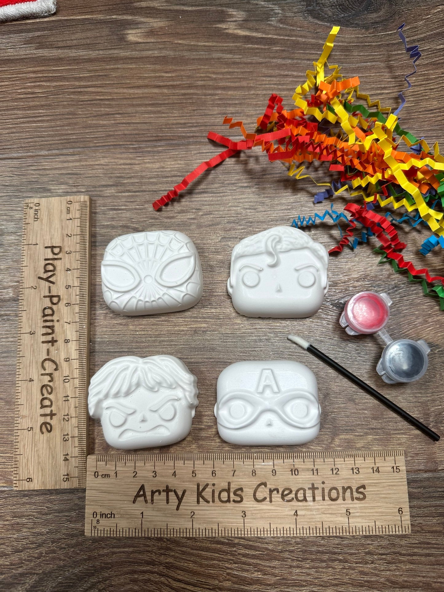 Paint Your Own Mini Superhero ~ Party Favour ~ Hobby ~ Party Bag~ Spider~ Green Man~ Wolverine~ Deadpool