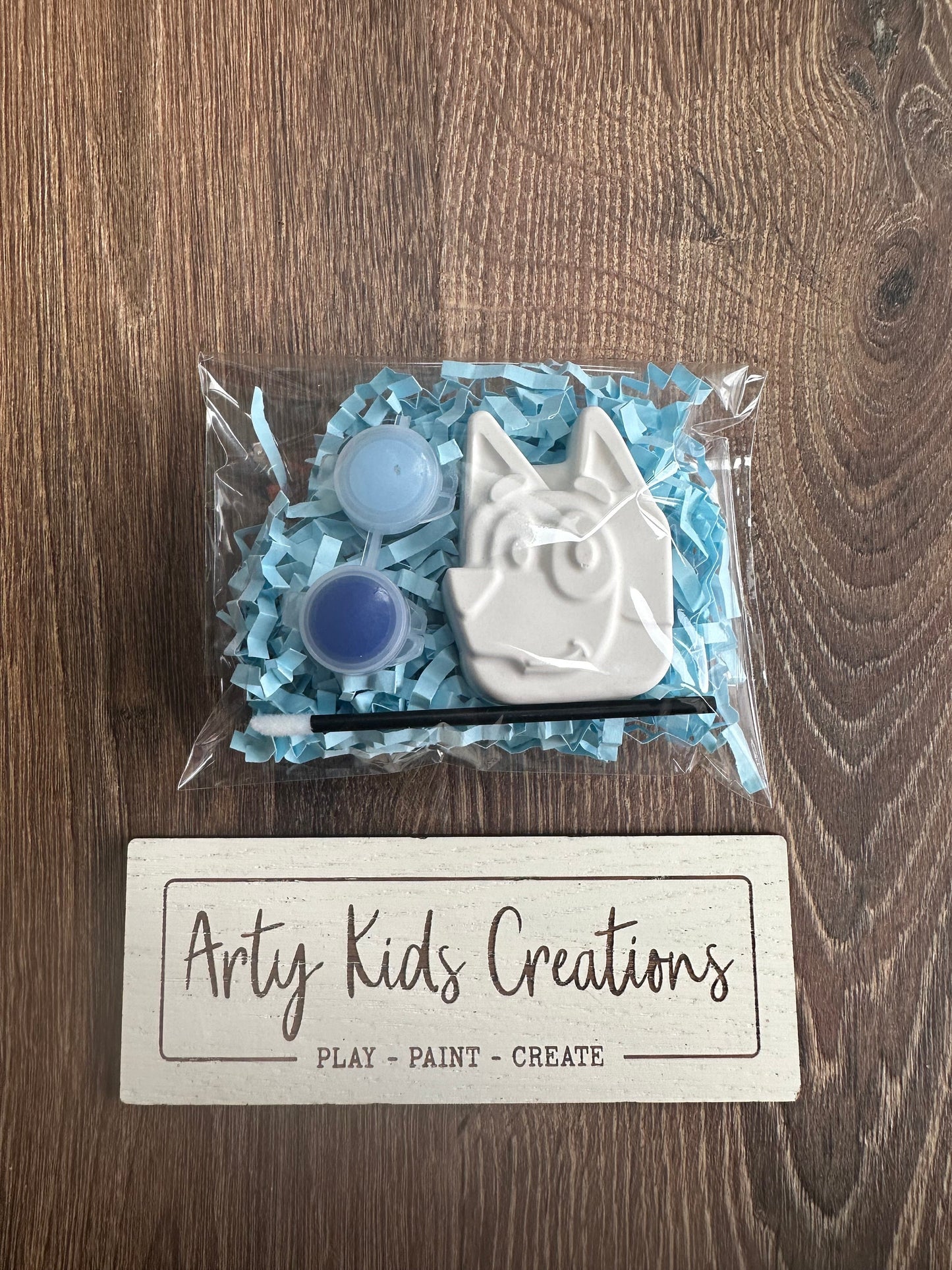 Paint Your Own Mini Blue Dog  Party Favour ~ Hobby ~ Party Bag ~ Rainy Day Activity~ Magnet Option