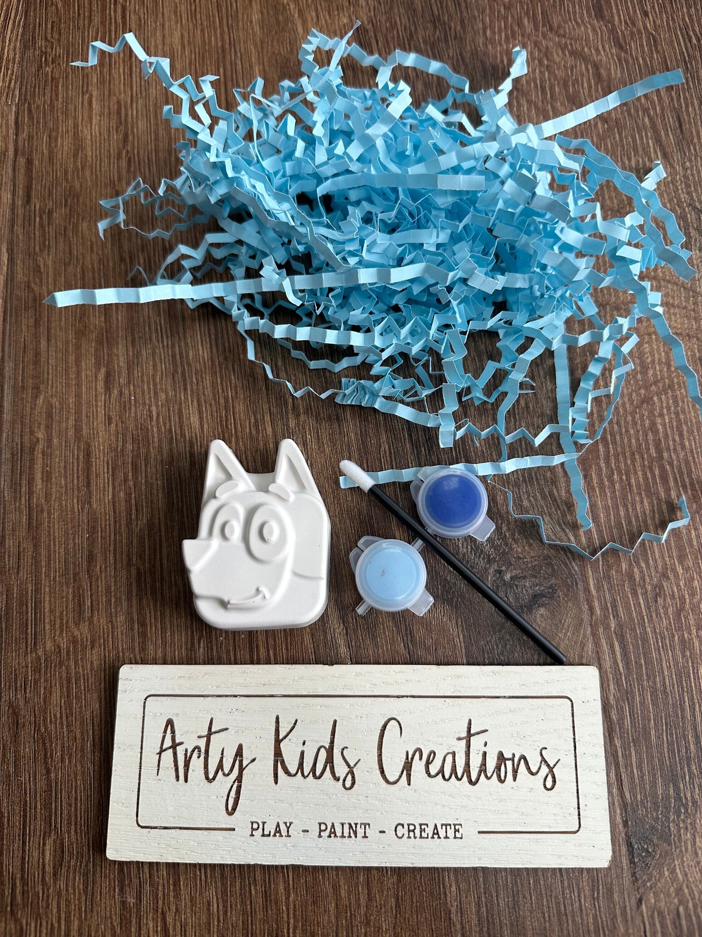 Paint Your Own Mini Blue Dog  Party Favour ~ Hobby ~ Party Bag ~ Rainy Day Activity~ Magnet Option