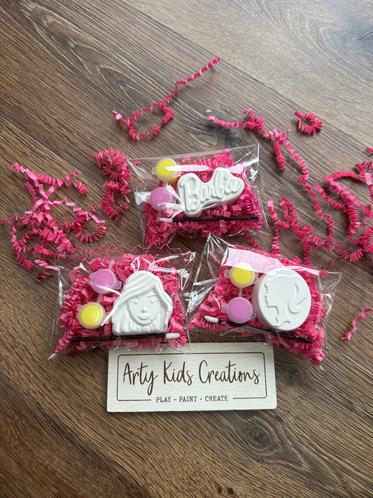 Paint Your Own Mini Fashion Doll  ~ Party Favour ~ Hobby ~ Party Bag~ Pink Girl ~ B World~ Blonde Doll~ Magnet Option