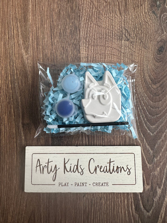 Paint Your Own Mini Blue Dog  Party Favour ~ Hobby ~ Party Bag ~ Rainy Day Activity~ Magnet Option