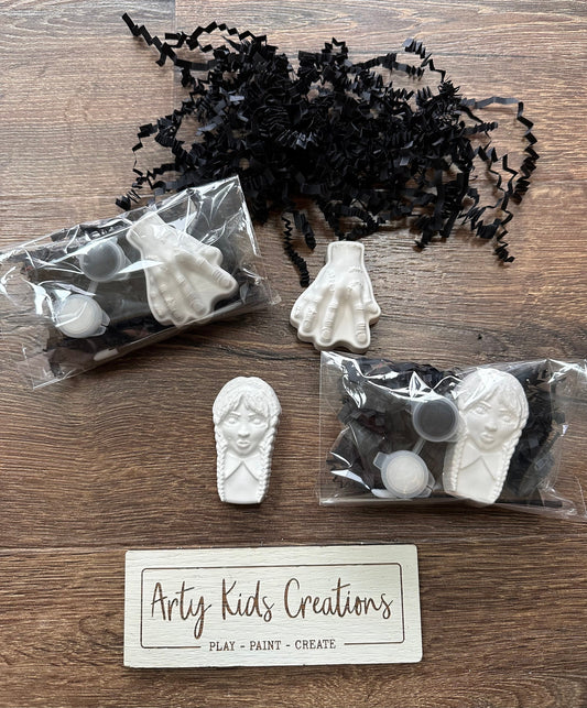 Paint Your Own Goth Girl  Party Favour ~ Hobby ~ Party Bag~ Hobby~  ~ Rainy Day Activity~ Wednesday~ Halloween ~ Hand ~ Thing~ Magnet Option